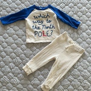 Baby Gap Organic Cotton Christmas Holiday North Pole Set 6m EUC